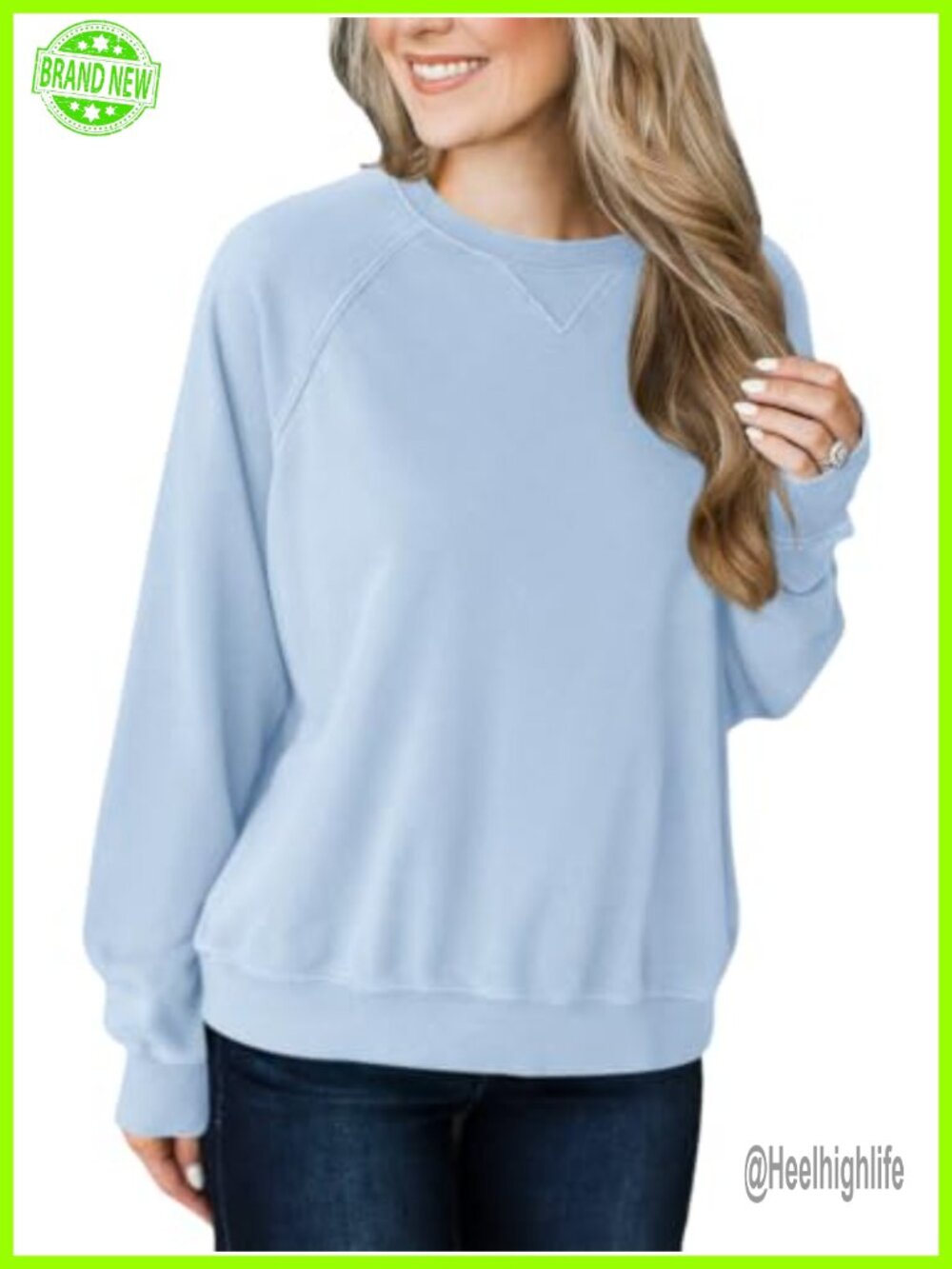 Women's Light Fleece Crewneck Sweatshirt Raglan Sleeve Loose Fit Pullover